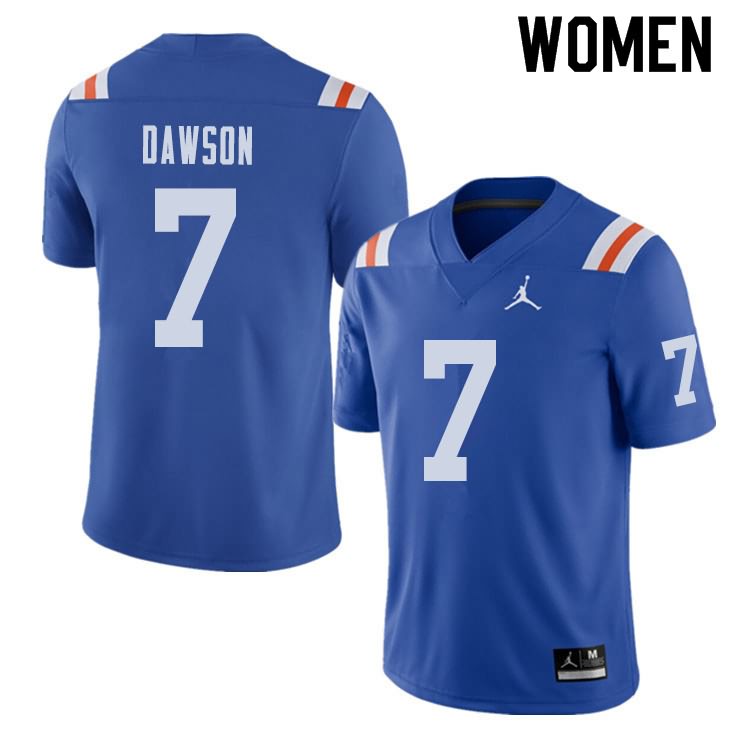 NCAA Florida Gators Duke Dawson Women's #7 Jordan Brand Alternate Royal Throwback Stitched Authentic College Football Jersey YJC7764OK